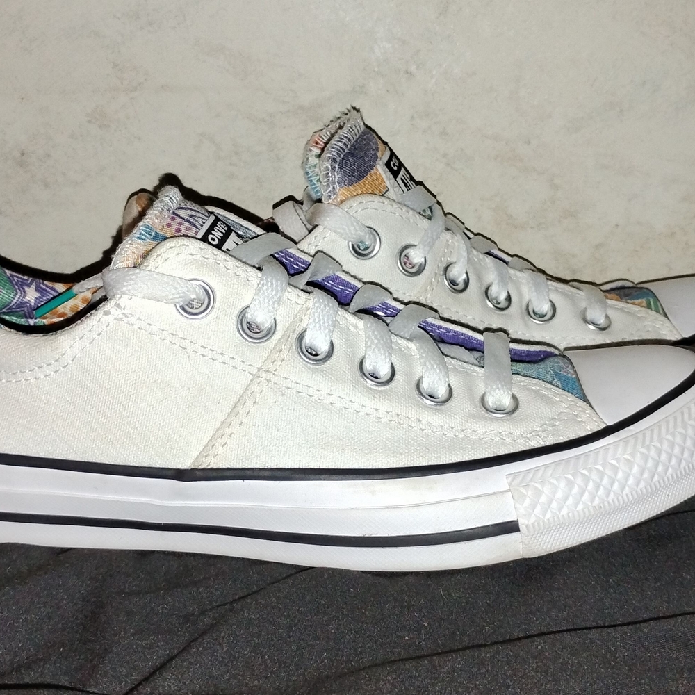 Converse White and Multicolor Canvas Sneakers